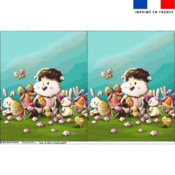 Kit sac à dos coulissant motif mouton et oeufs de Pâques - Création Stillistic