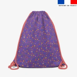 Kit sac à dos coulissant motif mini poule et oeufs de Pâques violet - Création Stillistic