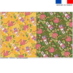 Kit sac à dos coulissant motif mini lapin printanier jaune et vert - Création Stillistic