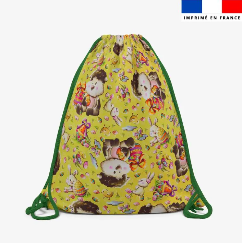 Kit sac à dos coulissant motif mini mouton et oeufs de Pâques - Création Stillistic