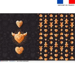 Kit sac à dos coulissant motif Noël coeur et ex-voto pain d'épices - Création Stillistic