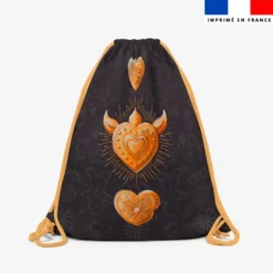 Kit sac à dos coulissant motif Noël coeur et ex-voto pain d'épices - Création Stillistic