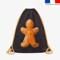 Kit sac à dos coulissant motif Noël bonhomme pain d'épices - Création Stillistic