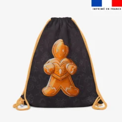 Kit sac à dos coulissant motif Noël bonhomme pain d'épices coeur - Création Stillistic
