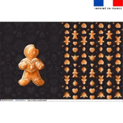 Kit sac à dos coulissant motif Noël bonhomme pain d'épices coeur - Création Stillistic