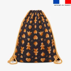 Kit sac à dos coulissant motif Noël bonhomme pain d'épices coeur - Création Stillistic