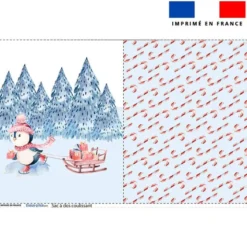 Kit sac à dos coulissant motif pingouin de Noel