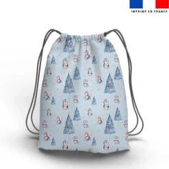 Kit sac à dos coulissant motif pingouin de Noel