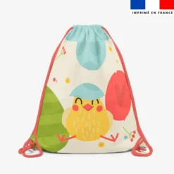 Kit sac à dos coulissant motif petit poussin de Pâques