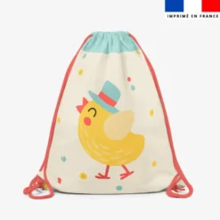 Kit sac à dos coulissant motif petit poussin de Pâques