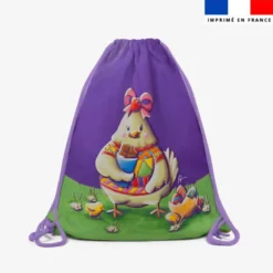 Kit sac à dos coulissant motif poule et oeufs de Pâques - Création Stillistic