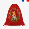 Kit sac à dos coulissant motif Renne couronne de Noël - Création Stillistic