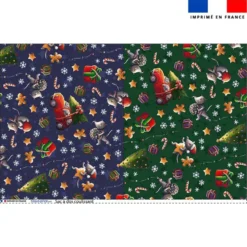Kit sac à dos coulissant motif souris de noel bleu et vert - Création Stillistic