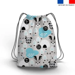Kit sac à dos coulissant motif sac de neige