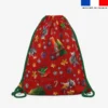 Kit sac à dos coulissant motif souris de noel rouge et vert - Création Stillistic