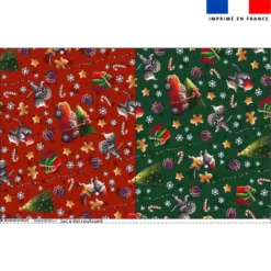 Kit sac à dos coulissant motif souris de noel rouge et vert - Création Stillistic
