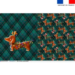 Kit sac à dos coulissant motif Teckel renne de Noël - Création Stillistic