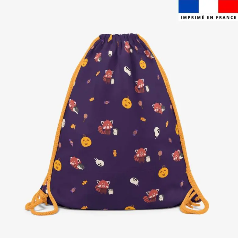 Kit sac à dos coulissant personnalisé - Panda roux Halloween