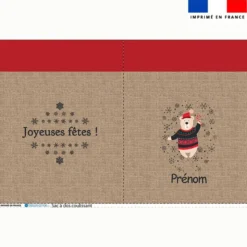 Kit sac à dos coulissant personnalisé -Noël ourson effet toile de jute