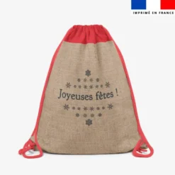 Kit sac à dos coulissant personnalisé -Noël ourson effet toile de jute
