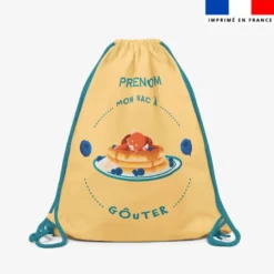 Kit sac à dos coulissant personnalisé - Panda roux goûter jaune