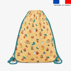 Kit sac à dos coulissant personnalisé - Panda roux goûter jaune