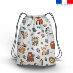 Kit sac à dos coulissant personnalisé - Animaux indiens