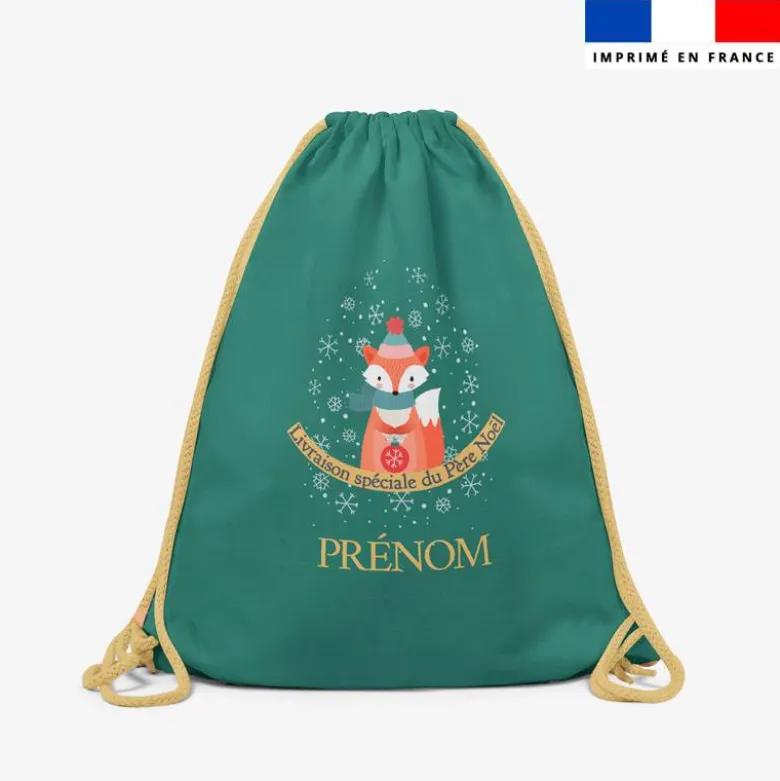 Kit sac à dos coulissant personnalisé - Noël renard