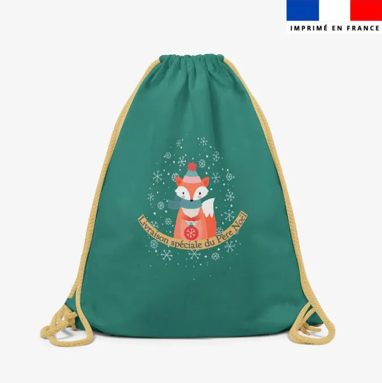 Kit sac à dos coulissant personnalisé - Noël renard