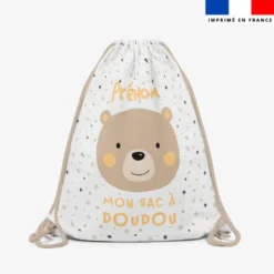 Kit sac à dos coulissant personnalisé - Baby ours marron et ocre