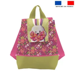 Kit sac à dos enfant motif lapin printanier framboise - Création Stillistic