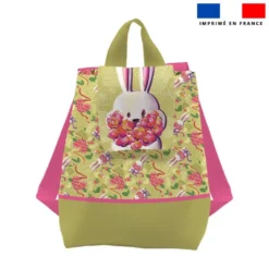 Kit sac à dos enfant motif lapin printanier vert clair - Création Stillistic
