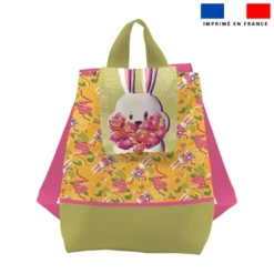 Kit sac à dos enfant motif lapin printanier jaune - Création Stillistic