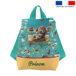 Kit sac à dos enfant personnalisé - Hippo plage - Création Stillistic