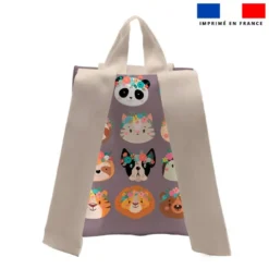 Kit sac à dos enfant personnalisé - Animaux couronne fleurie