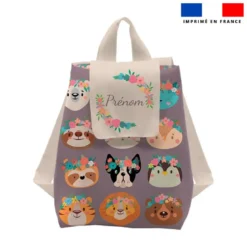 Kit sac à dos enfant personnalisé - Animaux couronne fleurie