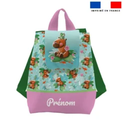 Kit sac à dos enfant personnalisé - Capybara rose - Création Stillistic