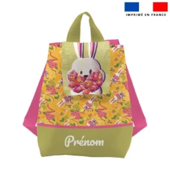 Kit sac à dos enfant personnalisé - Lapin printanier jaune - Création Stillistic