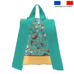 Kit sac à dos enfant personnalisé - Hippo surf - Création Stillistic