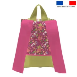 Kit sac à dos enfant personnalisé - Lapin printanier framboise - Création Stillistic