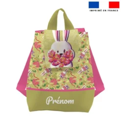 Kit sac à dos enfant personnalisé - Lapin printanier vert clair - Création Stillistic