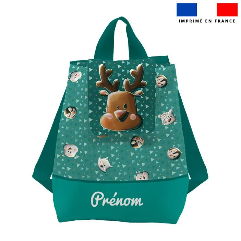 Kit sac à dos enfant personnalisé - Animaux du froid Renne - Création Stillistic