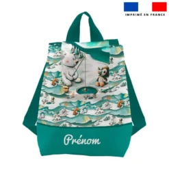 Kit sac à dos enfant personnalisé - Animaux du froid Ours et Macareux - Création Stillistic