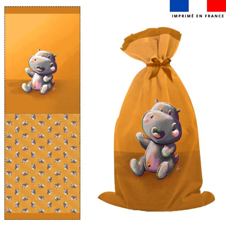 Kit sac à jouets motif bébé hippo - Création Stillistic