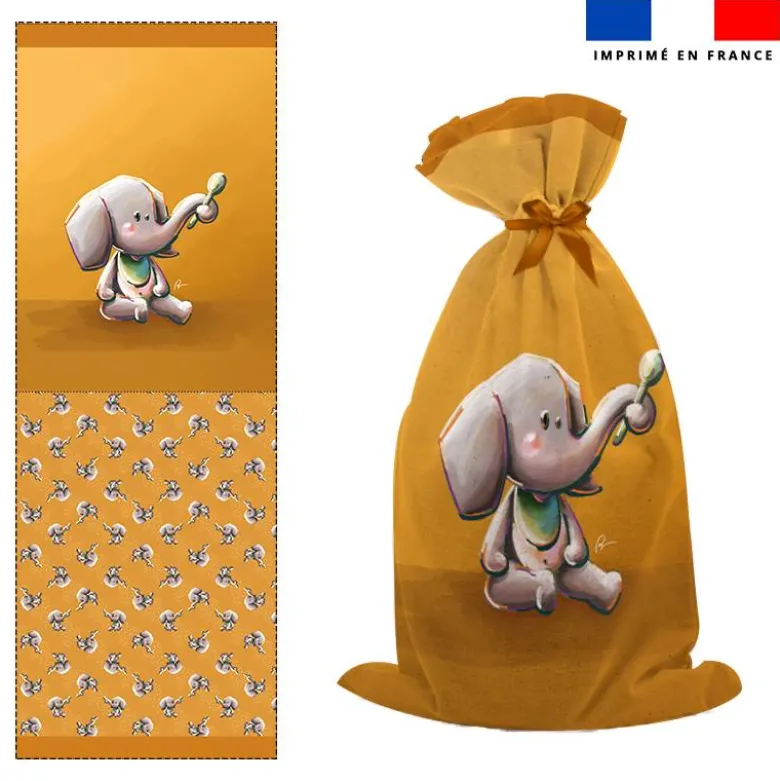 Kit sac à jouets motif bébé éléphant - Création Stillistic