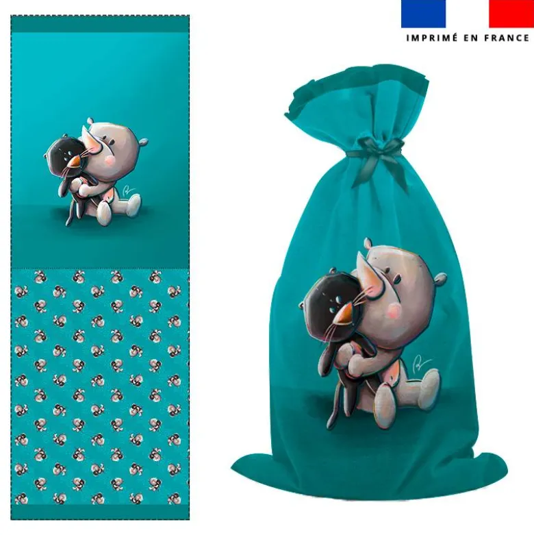 Kit sac à jouets motif bébé rhino - Création Stillistic