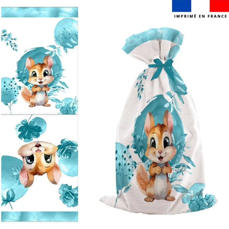 Kit sac à jouets motif écureuil aquarelle
