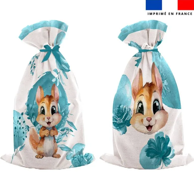Kit sac à jouets motif écureuil aquarelle