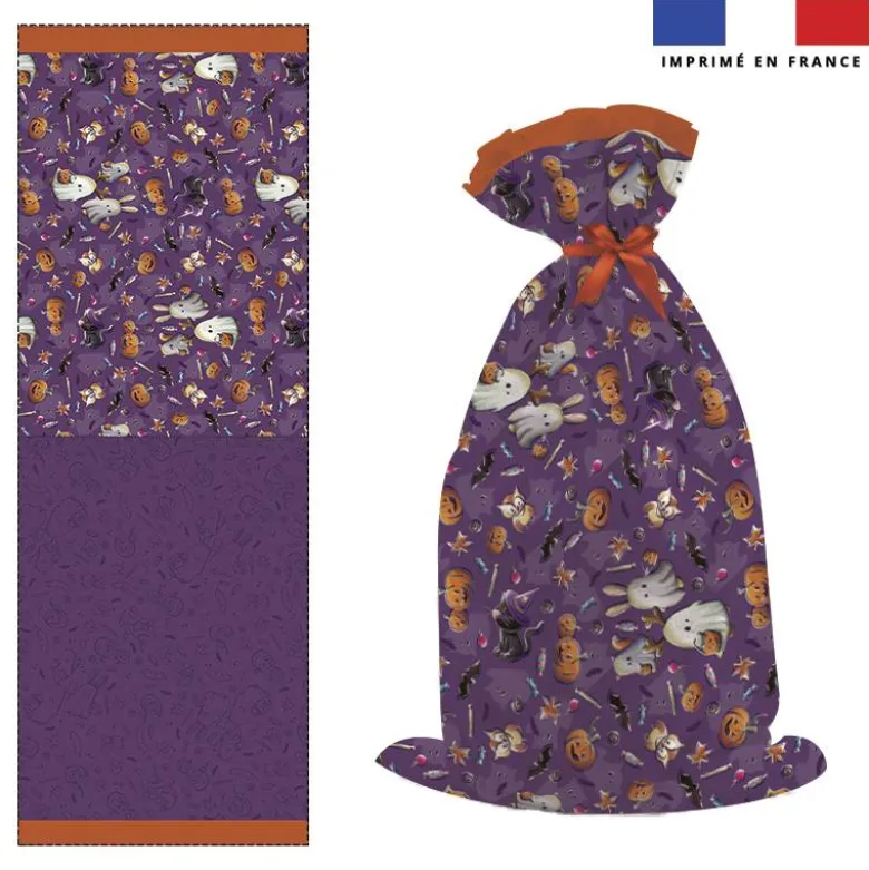 Kit sac à jouets motif fantômes violet - Création Stillistic
