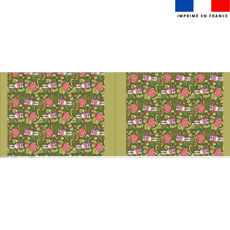 Kit sac à jouets motif mini lapin printanier vert kaki - Création Stillistic